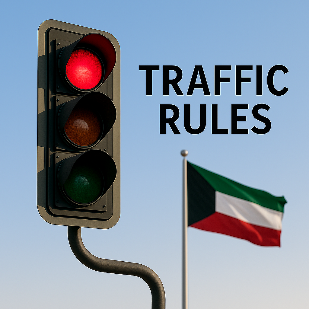 Common driving mistakes in Kuwait such as wrong lane usage, missing signals, and confusion at roundabouts